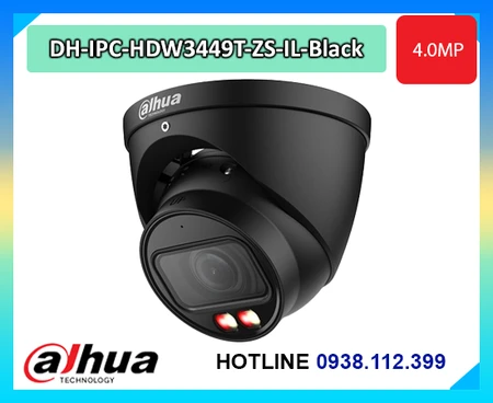 Camera Dahua DH-IPC-HDW3449T-ZS-IL-Black, Camera Eyeball 4MP Dahua WizSense, Camera Dahua vari-focal 2.7-13.5mm, Camera Dahua Smart Dual Light 50m, Camera AI Dahua SMD 4.0
