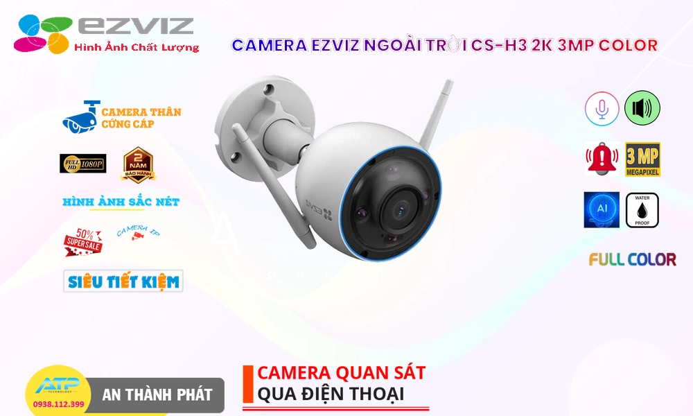 CS-H3 2K 3MP Color Camera IP Wifi Wifi Ezviz Công Nghệ Mới CS-H3 2K 3MP Color Camera IP Wifi Wifi Ezviz Công Nghệ Mới