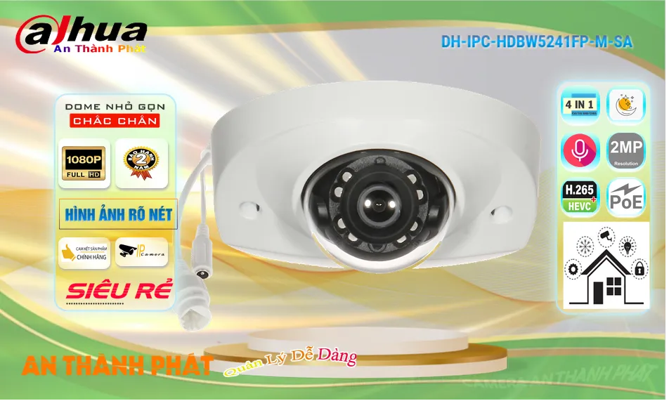 DH-IPC-HDBW5241FP-M-SA Camera Dahua Thiết kế Đẹp
