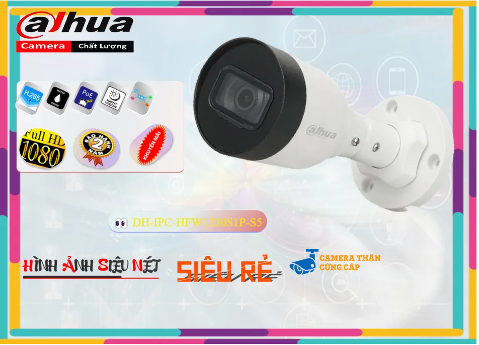 DH-IPC-HFW1230S1P-S5 sắc nét Dahua DH-IPC-HFW1230S1P-S5 sắc nét Dahua