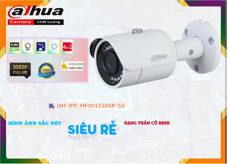 DH-IPC-HFW1230SP-S5 sắc nét Dahua DH-IPC-HFW1230SP-S5 sắc nét Dahua