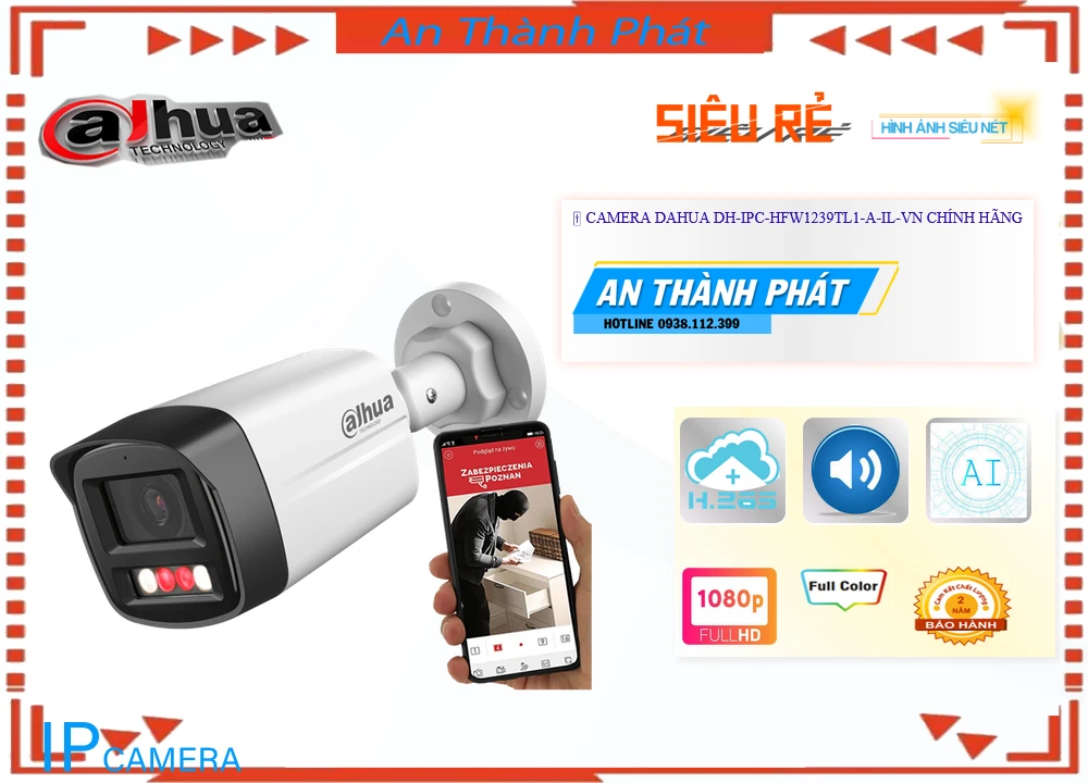 Camera Dahua DH-IPC-HFW1239TL1-A-IL-VN Camera Dahua DH-IPC-HFW1239TL1-A-IL-VN
