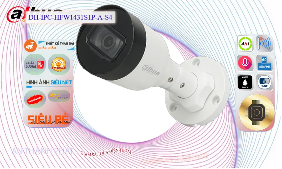 DH-IPC-HFW1431S1P-A-S4 sắc nét Dahua ➠ DH-IPC-HFW1431S1P-A-S4 sắc nét Dahua ➠