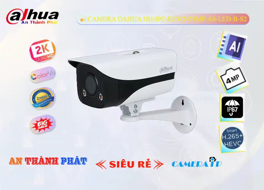 ➠  DH-IPC-HFW2439MP-AS-LED-B-S2 sắc nét Dahua