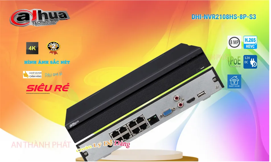 ➠  DHI-NVR2108HS-8P-S3 sắc nét Dahua