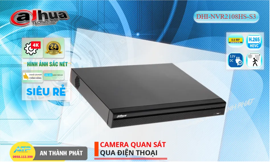 ➠  DHI-NVR2108HS-S3 sắc nét Dahua