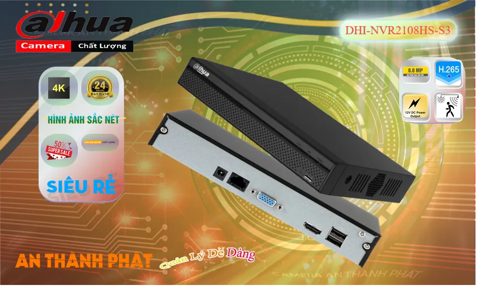 ➠  DHI-NVR2108HS-S3 sắc nét Dahua