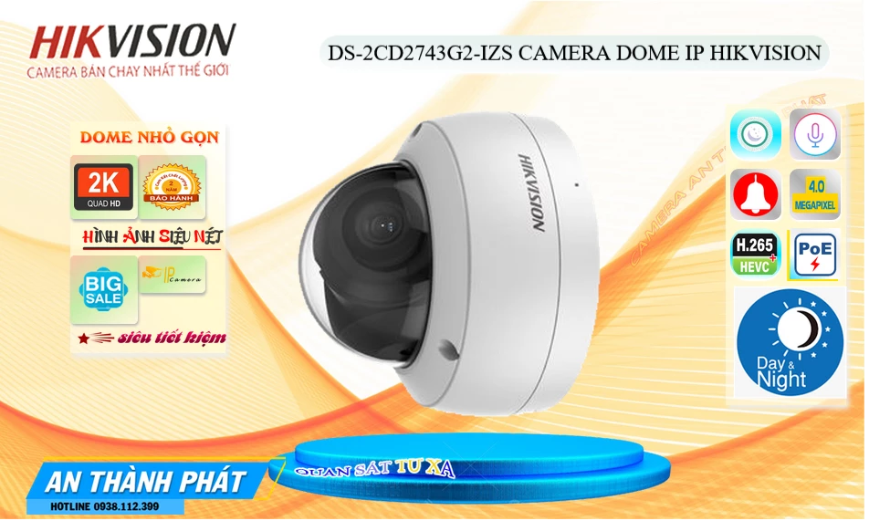➠  DS-2CD2743G2-IZS sắc nét Hikvision