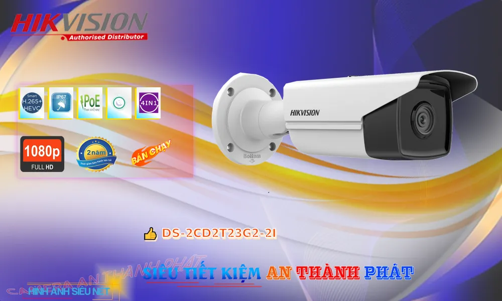 ➠  DS-2CD2T23G2-2I sắc nét Hikvision