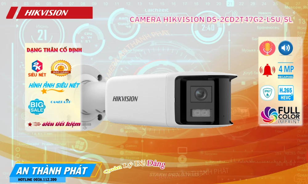 DS-2CD2T47G2-LSU/SL sắc nét Hikvision