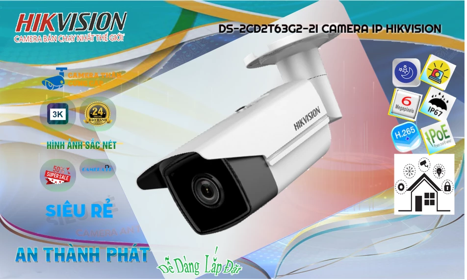 DS-2CD2T63G2-2I sắc nét Hikvision DS-2CD2T63G2-2I sắc nét Hikvision