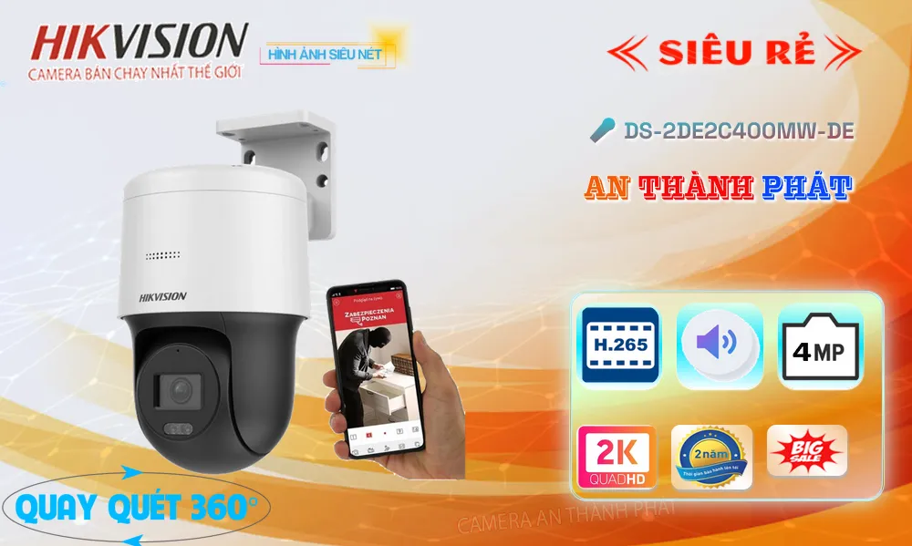 Camera  Hikvision DS-2DE2C400MW-DE Thiết kế Đẹp