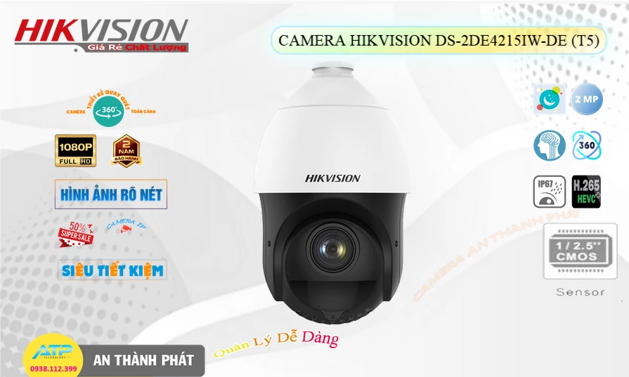 ➠  DS-2DE4215IW-DE(T5) sắc nét Hikvision
