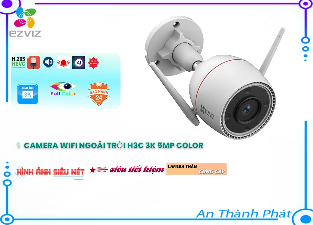 Camera Wifi Ngoài Trời 3K H3C Có Màu Ban Đêm Camera Wifi Ngoài Trời 3K H3C Có Màu Ban Đêm