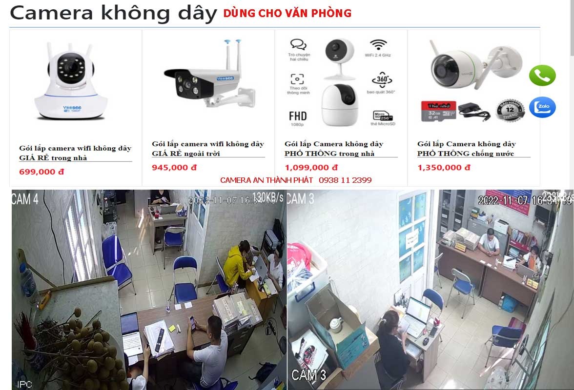 lắp đặt camera wifi văn  phòng giá rẻ