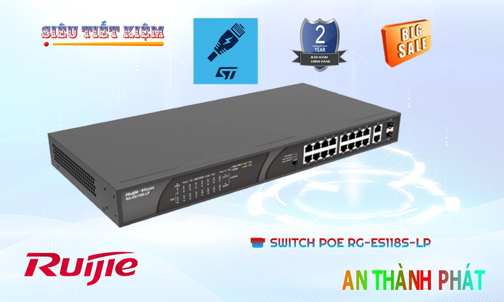 Hãng Ruijie Bộ chia mạng RG-ES118S-LP Hãng Ruijie Bộ chia mạng RG-ES118S-LP