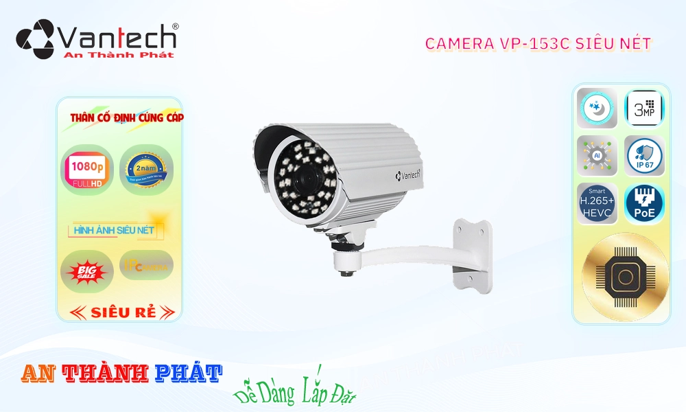 VP-153C Camera Cấp Nguồ Qua Dây Mạng VanTech VP-153C Camera Cấp Nguồ Qua Dây Mạng VanTech