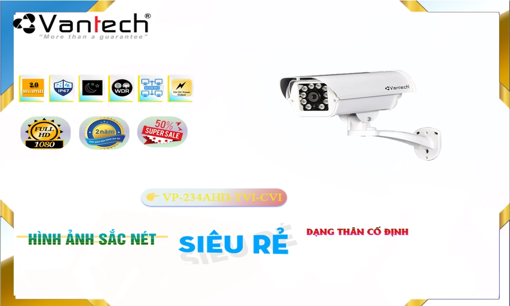 Camera VanTech VP-234AHD/TVI/CVI Tiết Kiệm Camera VanTech VP-234AHD/TVI/CVI Tiết Kiệm
